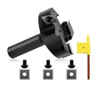 Fraise à défoncer pour spoilboard,12.7mm Queue 50mm Diamètre de coupe,Insert en carbure pour aplanir les dalles Fraise à raboter le bois avec 3 lames supplémentaires (Carbure-3 ailes)