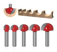 Fraise à Fond Rond Bois,5PCS Router Bits 8mm Tige 12/16/ 19/22/25.4mm Fraise à gorges Carbure Queue Fraise à Rainurer pour Défonceuse Outil de Coupe Bit de Routeur