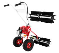 Fraise à neige à essence 43 cm³ - Balayeuse à essence - Pelle à neige avec brosse de 60 cm de largeur et lunettes de protection - Kit de balayage pour gazon artificiel, routes