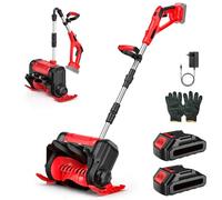 Fraise à Neige sans Fil, Déneigeuse Électrique 1000W avec 2×3.0Ah Batterie & Chargeur, Moteur Brushless, 30cm Largeur, 18cm Hauteur, 8m Distance de Projection, Patins Latéraux, Manche Télescopique