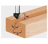 Fraise à rainurer en V HS avec queue de 8mm FESTOOL HS S8 D14/7/90° - 490998