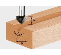 Fraise à rainurer en V HW avec queue de 8mm FESTOOL HW S8 D14/7/90° - 490999