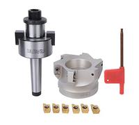 Fraise à Surfacer CNC Fraise à Angle Droit à 6 Arêtes, Support de Mandrin à Pince MT2-FMB27 + de Fraisage 80-27-6-Flute + Plaquettes de Fraisage 1604APMT(6PCS Milling Inserts)