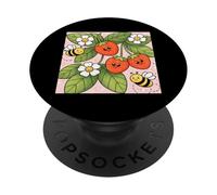 Fraise Abeilles Fleurs Jardin Sweet Berry Esthétique PopSockets PopGrip Adhésif
