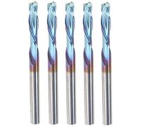 Fraise CNC 5 Pièces, Fraise 2 Flûtes, Acier Tungstène 3,175x12x40mm, Tige Droite - Revêtement Nano Bleu, Haute Dureté, Usinage Métaux Non Ferreux