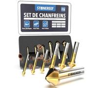 Fraise Conique HSS Lot de 6 6,3-20,5 mm Métal Bois Chanfrein Coffret | Six diamètres de 6,3 à 20,5 mm et un angle de 90 degrés : la tête de vis affleure au lieu de dépasser du bois