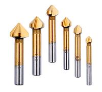 Fraise Conique Metal Bois, HTBAKOI Foret Titane Metaux Chanfreiner HSS 90 Degrés 6,3mm, 8,3mm，10,4mm, 12,4mm, 16,5mm, 20,5mm Fraise a Noyer