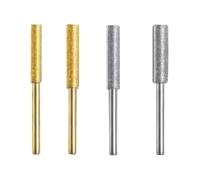 Fraise cylindrique diamantée dorée 4-5,5 mm for affûtage de tronçonneuse, lime en pierre, affûtage de tronçonneuse, sculpture, meulage, kit d'outils électriques(4pcs set 1)