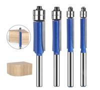 Fraise de Défonceuse à Affleurement | Outil de Taille Précise en 4 Pièces,Fraise Affleurante pour Défonceuse | Pour Surfaçage Des Bords Et Rainures Travail Du Bois Stratifié Et Porte Aluminium