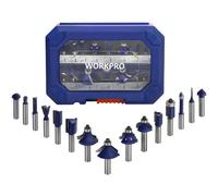 Fraise Defonceuse a Tige de 8 mm WORKPRO, 15 Pièces Fraises a Rainurer en Acier au Tungstene pour la Finiation du Bois Divers