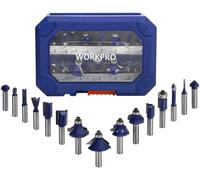 Fraise Defonceuse a Tige de 8 mm WORKPRO, 15 Pièces Fraises a Rainurer en Acier au Tungstene pour la Finiation du Bois Divers