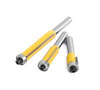 Fraise Defonceuse Mèche de routeur à garniture affleurante lame longue 8mm avec roulement for modèle bois, fraise en carbure tungstène(3 PCS SET)