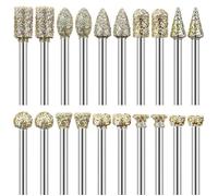 Fraise Diamant Lot de 20 Fraises Diamantées Tige 1/8"" Compatible avec Dremel pour Sculpture Gravure Meulage Polissage de Pierre