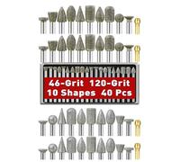 Fraise Diamant pour sculpture, Jeu de Mèches de Gravure, 46 120 Grains embout diamant Tige 3mm Compatible avec Dremel pour Gravure Meulage Polissage de Pierre, Roche, Bricolage (DE-46-120-40pcs)
