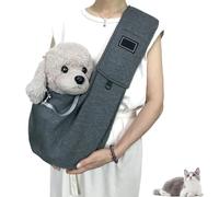 Fraise Dog Sling - Suitable for Small Dogs, Easily Holds 3-15lbs Pets, Breathable Fabric, Adjustable Padded Shoulder Strap Dog Cat Carrier Slings for Everyday Travel (Dark Gray)