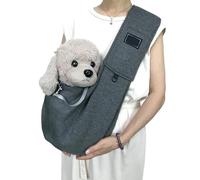 Fraise Dog Sling, Suitable for Small Dogs, Easily Holds 3-15lbs Pets, Pet Carrier with Adjustable Padded Strap, Pocket for Essentials, for Everyday Travel (Dark Grey)