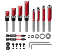 Fraise droite à queue de 6 mm 8 Pcs , Fraises à Affleurer 6 mm Mèche de routeur simple/double flûte, forets de fraisage pour le travail du bois