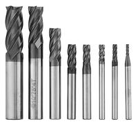 Fraise en Carbure, 8Pcs Fraises en Bout en Carbure de Acier Tungstène 2-12mm 4 Flûtes Fraises CNC pour Aluminium Cuivre Acier au Carbone Acier Inoxydable Acier Allié