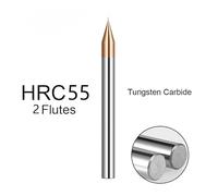 Fraise en carbure Micro HRC60 HRC55, 2 cannelures, 0,2-0,9 mm, TiAIN, Tige Plate de 4 mm, Fraise à Graver CNC en carbure Micro(D0.2x0.4x4x50mm,HRC55)