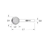 KS Tools 515.3282 Fraise HM forme D ø 6 mm 51 mm