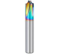 Fraise intérieure à 4 lames en acier au tungstène, angle de 56°, pour usinage CNC d'alliage d'aluminium. chanfreiner sept couleurs, rayon courbure R0,3 R6(A,R5.0xD2xD12x60Lx4F)