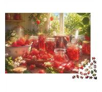 Fraise Pot Fleur Puzzle, 1000 Pièces Jeu D'intérieur Adulte | 52x38cm Carton, Exercice Mental, Assemblage Facile, Amateurs De Puzzles, Réduction Du Stress