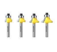Fraise Ronde Défonceuse 6.35mm AMTOVL 4pcs Queue Arrondi Coin Rayon Routeur Rondes sur Bordure de Toupie Jeu de Forets 1/4” Tige 1/8 '' 3/16”1/4”5/16”Rayon Fraise à Bois Pour Outils