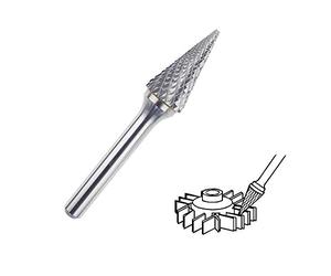 Fraise rotative Power Tool 6 mm pour bois de sculpture en carbure de tungstène, tête de cône rotative pour le travail du bois, la gravure de foret (double fente, 10 x 20 mm)