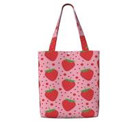 Fraise rouge et pois，Sacs d'épicerie réutilisables, sacs fourre-tout de grande capacité, sac à bandoulière en toile
