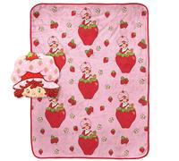 Fraise Shortcake Rose Fraises gogo Nogginz Set - Couverture et oreiller 40 x 50 pouces Ensemble 2 pi ces super doux pour enfants