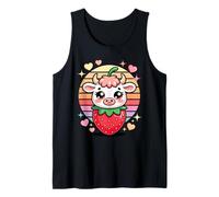 Fraise Vache Kawaii Amour Coeurs Arc en Ciel Retro Débardeur