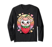 Fraise Vache Kawaii Amour Coeurs Arc en Ciel Retro Manche Longue
