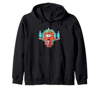 Fraise Yokai Monster Cyclope Fruit avec Flammes Dessin animé Sweat à Capuche