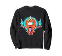 Fraise Yokai Monster Cyclope Fruit avec Flammes Dessin animé Sweatshirt