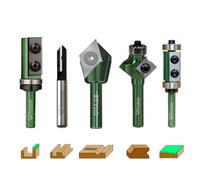 Fraiser Ensemble de fraises à bois, 5 fraises à inserts, tige 6,35 mm (1/4"), pour fraiseuse verticale, coupe et banc fraiseuse - Kit avancé professionnel