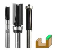 Fraiser - Lot de 3 fraises pour copier et affleurer avec roulements supérieur et inférieur pour bois, queue 8 mm - pour défonceuse et affleureuse