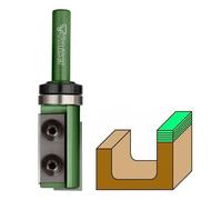 Fraiser Multibit - Fraise multifonction pour rainurer, affleurer, copier et couper, diamètre 19 mm, queue 6,35 mm, avec 2 plaquettes carbure up&down et roulement, pour défonceuse, affleureuse et CNC