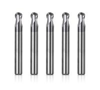 Fraises à bout sphérique Genmitsu 5 pièces, fraises CNC à tige de 1/4" en acier au tungstène avec jeu de fraises à sculpter à 2 cannelures, longueur totale de 2", revêtement TiAlN, 2BNC05