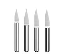 Fraises à graver à fond plat CNC, fraise en carbure de tungstène for PCB, acrylique, plastique, 3D, 3,175 × 4, 6, 20(0.5mm,45 Degree,D 4mm)