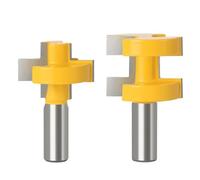 Fraises à rainure et languette assorties, tige de 12 mm, 1/2 pouce, for le travail du bois et du parquet, lot de 2 pièces(12mm shank)