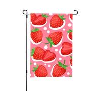 Fraises blanches brillantes de dessin animé,Drapeau de jardin décoratif double face pour intérieur et extérieur, 30 x 45 cm