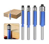 Fraises de Défonceuse à Affleurement 6,35 mm,4 Pièces Outil En Multifonctionnel Et,Jeu De Fraises À Affleurer - Pour Rénovation Maison, Art, Intérieur, Extérieur, Bureaux, Panneaux