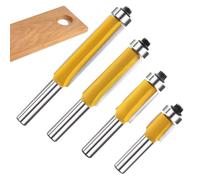 Fraises De Défonceuse À Affleurement,Set de 4 Fraises en Carbure de 8mm,Fraisage et Coupe - Pour Stratifié Acrylique Bois Métal Découpe De Bord Et Gabarit Bricolage Menuiserie Kit De En