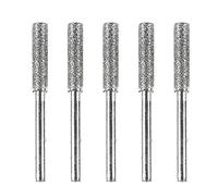 Fraises diamantées enduites 5 pcs Argent Diamant Enduit Cylindrique Fraise Tronçonneuse Affûteuse Pierre Lime Scie À Chaîne Outil De Meulage pour Artisan Outil Rotatif(Argent)