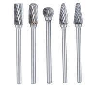 Fraises en carbure, 5 pièces lime rotative en tungstène à tige de 1/4 pouces pour la sculpture sur bois et métal-jeu de fraises en carbure à tige 1/4