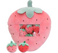 Fraises Mignon Snack Oreiller Animaux En Peluche Jouets Pudding Décoratif Amovible Kitty Chat Poupées Creative Jouet Cadeaux Pour Ados Filles Enfants
