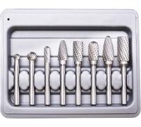 Fraises Rotatives, Double Coupe de Tungstène Burres, 8 Pièces Double Coupe de Tungstène Burres Rotatives en Carbure Massif En Acier Set 6mm Queue Pour Outils Rotatifs perceuse électrique -CTBSE