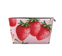 Fraises sur Fond Rose, Trousse de Toilette Trousse de Maquillage Sac à cosmétiques Trousse de Toilette de Voyage Portable