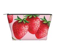 Fraises sur Fond Rose, Trousse de Toilette Trousse de Maquillage Sac à cosmétiques Trousse de Toilette de Voyage Portable