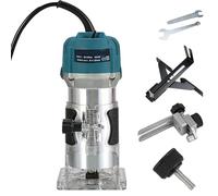 Fraiseuse à main Palm, fraiseuse de menuiserie portative avec base de finition, fraiseuse électrique de précision 800W avec ensemble de 15 fraises de 6,35 mm